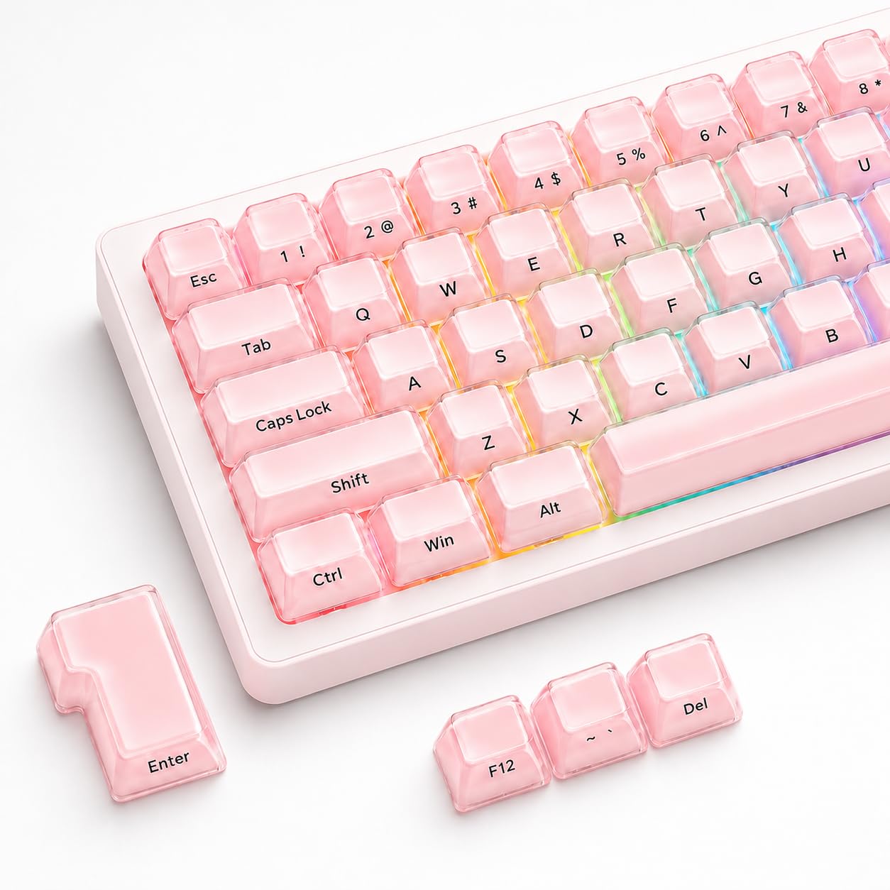 Amazon | 132 キー クリスタルクリア Jellyキーキャップ キー サイド
